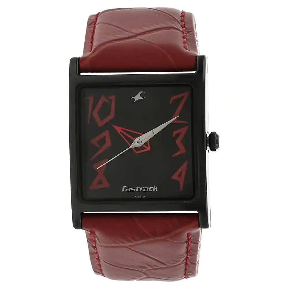 Fastrack Buy NP9735NL01 FASTRACK BLACK DIAL LEATHER STRAP WATCH Bharat Time Style