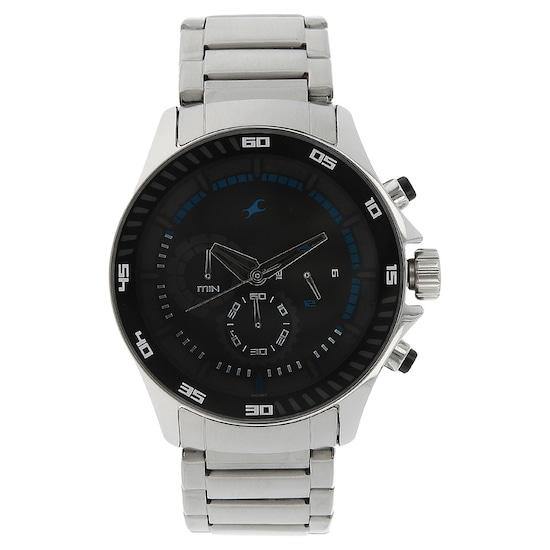 Fastrack black steel online watch