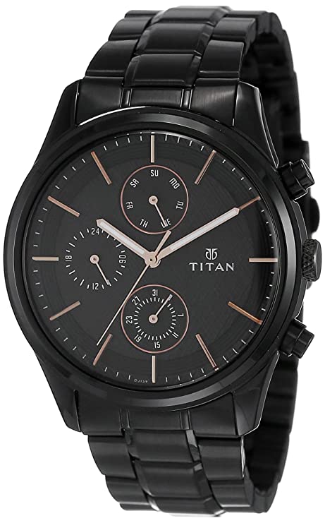 Buy Titan Black Dial Black Strap Analog Watch For Men - (1805NM01