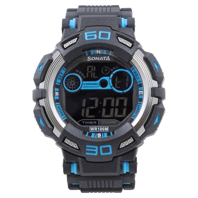 Sf digital watch with black plastic strap for men sale