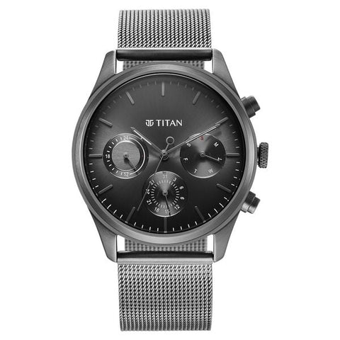 1805QM03  Titan Quartz Analog Anthracite Dial Stainless Steel Strap Watch for Men