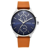 NQ1833SL01 Titan Evoke Blue Dial Analog DayDate Quartz Leather Strap Watch for Men