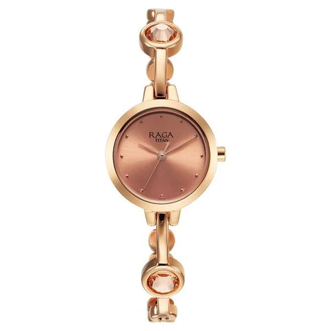 NS2576WM02 Titan Raga  Rose Gold Dial Metal Strap Watch for Women