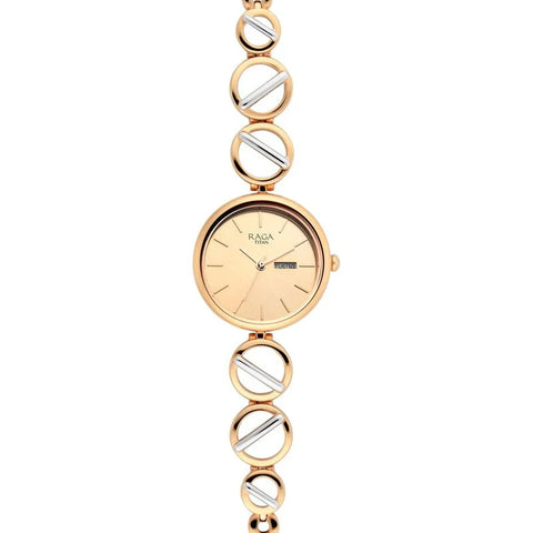 NR2644KM02 Titan Raga Viva Rose Gold Dial Women Watch With Metal Strap