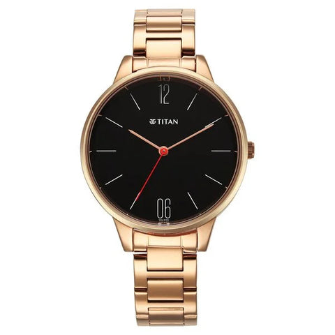 2648WM05 Titan Quartz Analog Black Dial Watch for Women