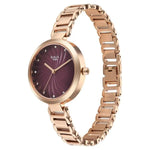 2752WM01 Titan Raga Burgundy Dial With Rose Gold Color Metal Strap Watch For Women