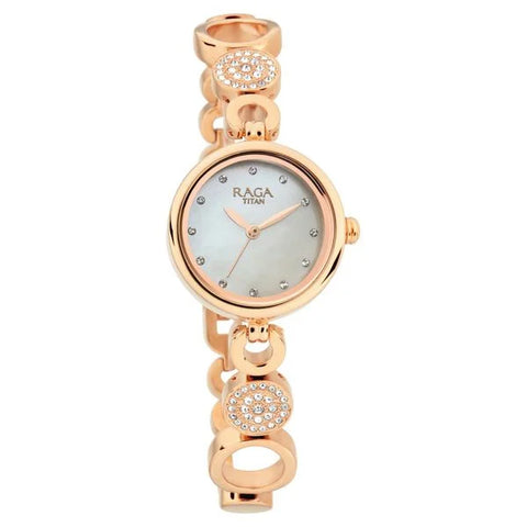 NS311WM05 Titan Raga Mother of Pearl Dial Women Watch With Metal Strap