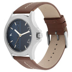 NR3220SL01 Fastrack Quartz Analog Blue Dial Leather Strap Watch for Guys