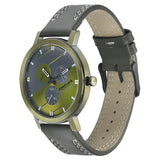 3238QL01 Fastrack Multifunction Green Dial Leather Strap Watch for Guys