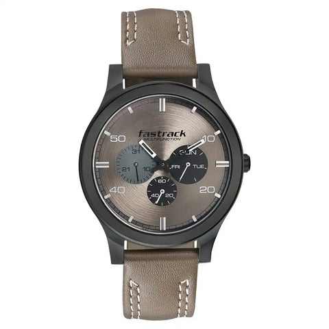 NR3252NL01 BEIGE DIAL LEATHER STRAP WATCH