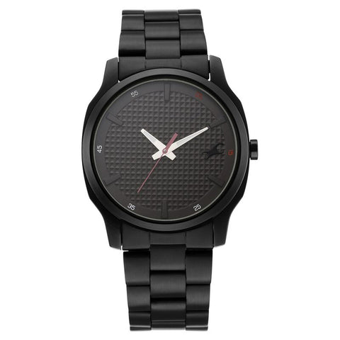 NR3255NM01 Black Dial Metal Strap Watch for Guys