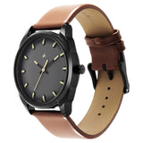 3273NL03 Dark Brown Dial Leather Strap Watch for Guys