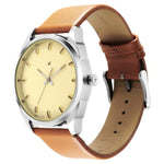 3273SL02  WHITE DIAL LEATHER STRAP WATCH FOR GUYS