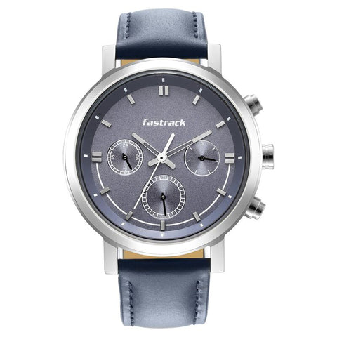 NR3287SL01 Fastrack  Blue Dial Leather Strap Watch for Guys