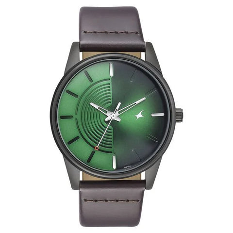 3305NL01 Fastrack  Green Dial Leather Strap Watch for Guys