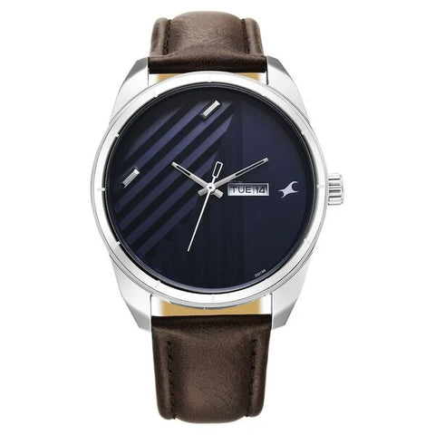 3313SL01 Fastrack  Blue Dial Leather Strap Watch For Guys