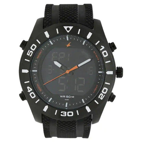 NR38034NP01 FASTRACK  BLACK DIAL SILICONE STRAP