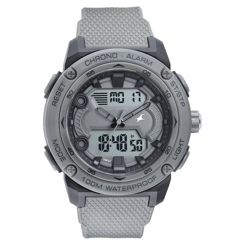 NS38065PP02 Fastrack Grey Dial with Grey Colour Strap Watch for Guys