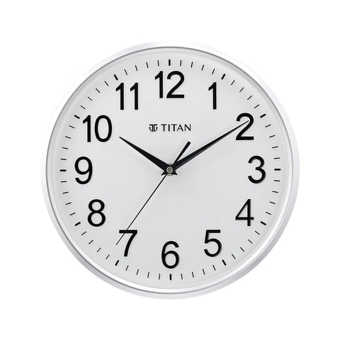 NBW0001PA01A Titan Contemporary White Wall Clock with Silent Sweep Technology