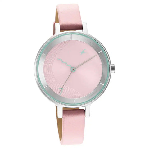 NR6266SL01 FASTRACK PINK DIAL LEATHER STRAP WATCH