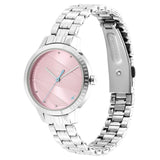 NS6267SM02 Quartz Analog Pink Dial Metal Strap Watch for Girls