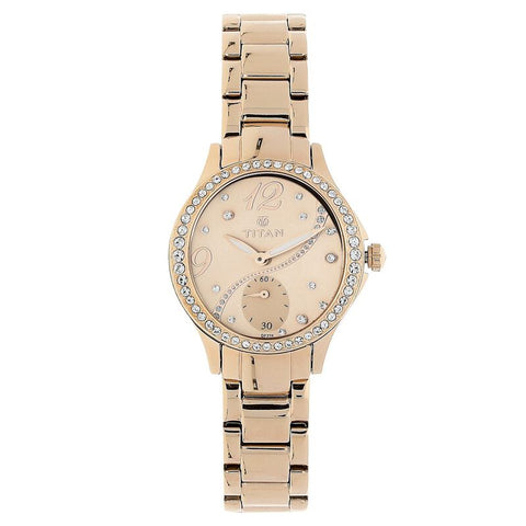 NR95024WM01 Titan Rose Gold Dial Stainless Steel Strap Watch for Women