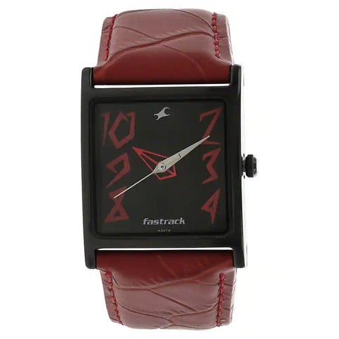 NP9735NL01 FASTRACK BLACK DIAL LEATHER STRAP WATCH