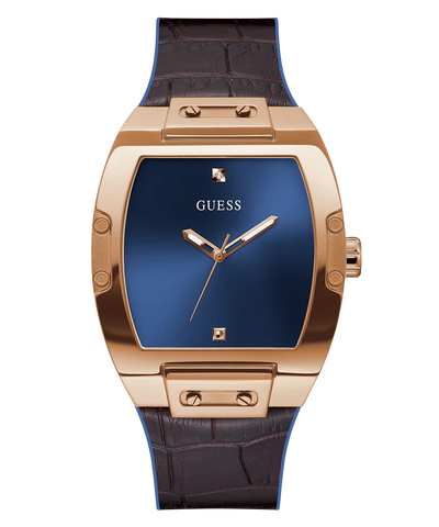 GW0386G2- GUESS Mens Chocolate Brown Rose Gold Tone Analog Watch