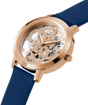 GUESS-ROSE GOLD TONE CASE BLUE SILICONE WATCH-GW0452L1