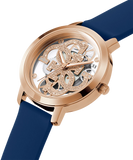 GUESS-ROSE GOLD TONE CASE BLUE SILICONE WATCH-GW0452L1