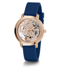 GUESS-ROSE GOLD TONE CASE BLUE SILICONE WATCH-GW0452L1