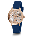 GUESS-ROSE GOLD TONE CASE BLUE SILICONE WATCH-GW0452L1