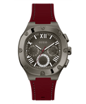 GW0571G4 GUESS Mens Burgundy Gunmetal Multi-function Watch