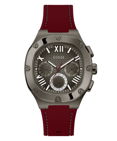 GW0571G4 GUESS Mens Burgundy Gunmetal Multi-function Watch