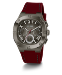 GW0571G4 GUESS Mens Burgundy Gunmetal Multi-function Watch