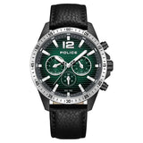 PLPEWGF0040141 Police Quartz Multifunction Green Dial Black Leather Strap Watch for Men