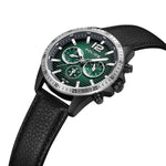 PLPEWGF0040141 Police Quartz Multifunction Green Dial Black Leather Strap Watch for Men