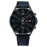 NETH1791711 Tommy Hilfiger Quartz Multifunction Black Dial Leather Strap Watch For Men