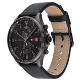 NETH1791711 Tommy Hilfiger Quartz Multifunction Black Dial Leather Strap Watch For Men