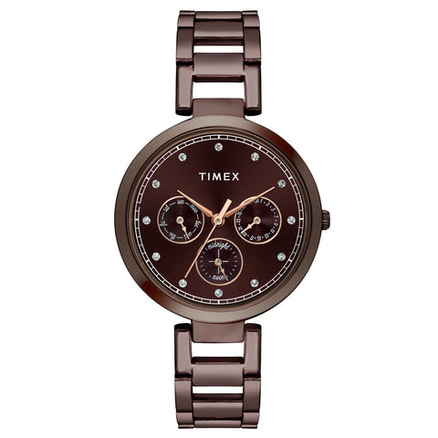 TW000X267 Timex Women Brown Round Dial Analog Watch