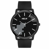 TW039HG20 Helix By Timex Black Round Analog Silicone Watch Men