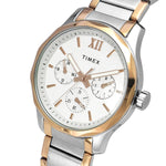 TW0TG7618 Timex Men Multifunction Silver Round Brass Dial Watch