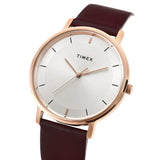 TW0TG8014 Timex Men Silver Round Analog Brass Dial Watch