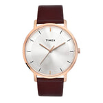 TW0TG8014 Timex Men Silver Round Analog Brass Dial Watch