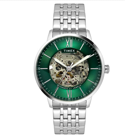 Men Automatic Green Round Stainless Steel Dial Watch - TWEG23502