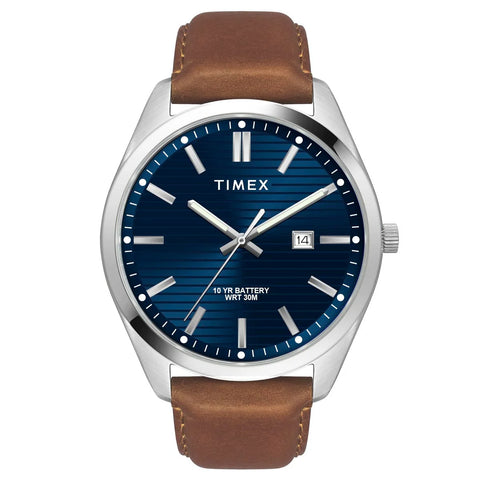 TWTG10408 Timex Men Analog Blue Round Brass Dial Watch