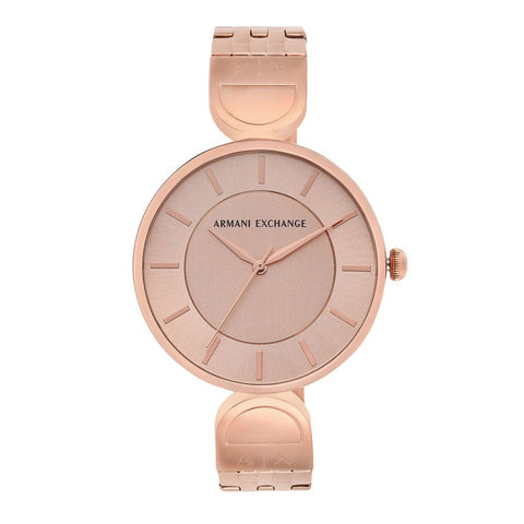 AX5328-Armani Exchange Brooke Round Quartz Rose Gold Dial Women