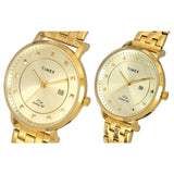 Timex Pairs Golden Dial Round Case Date Function Watch -TW00PR280