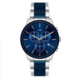 TIMEX FASHION MEN'S BLUE DIAL ROUND CASE CHRONOGRAPH FUNCTION WATCH -TWEG21701