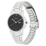 Sonata Analog with Day and Date Round Black Dial Silver Stainless Steel Strap Watch For Men- NK1013SM04 - Bharat Time Style